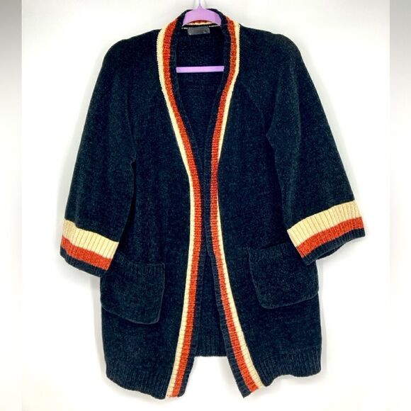 Janice Apparel Black Velour Open Front Cardigan One Size - Picture 5 of 10